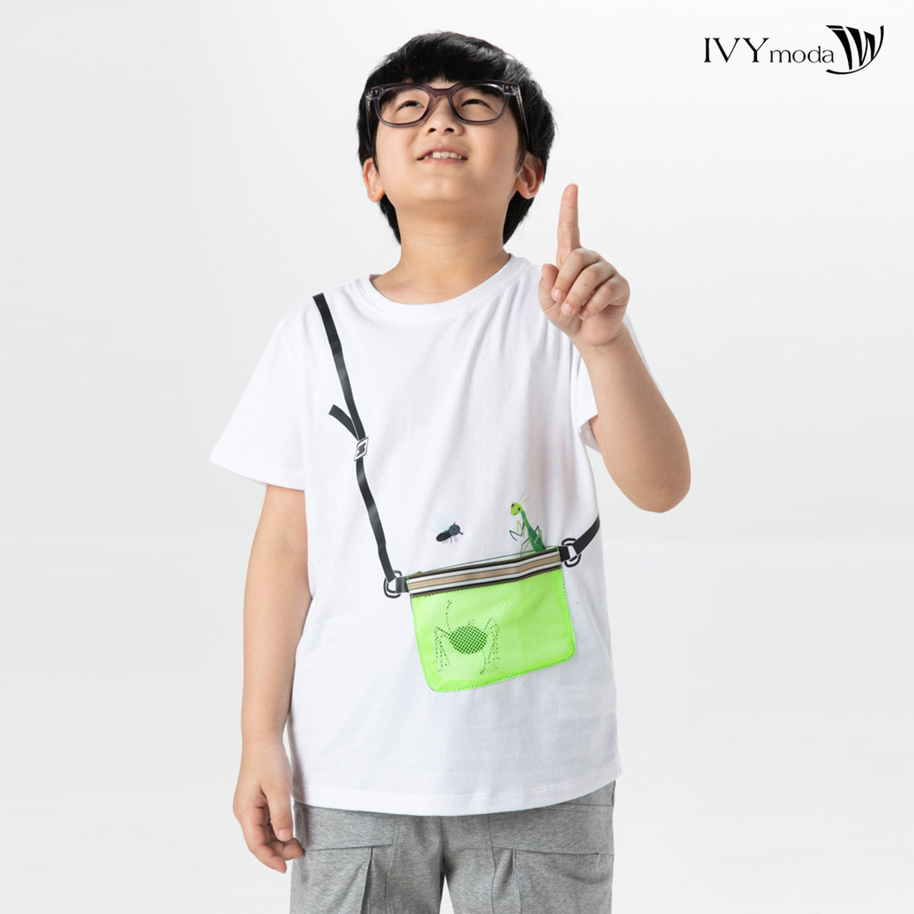 Áo thun phối túi lưới bé trai IVY moda MS 57K1386
