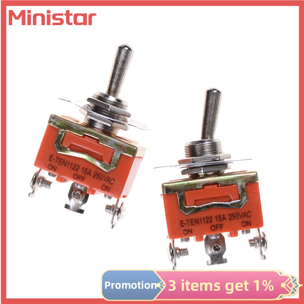 Ministar 3 Terminals Orange SPDT Locking Toggle Switch 250V 15A ON-OFF-ON
