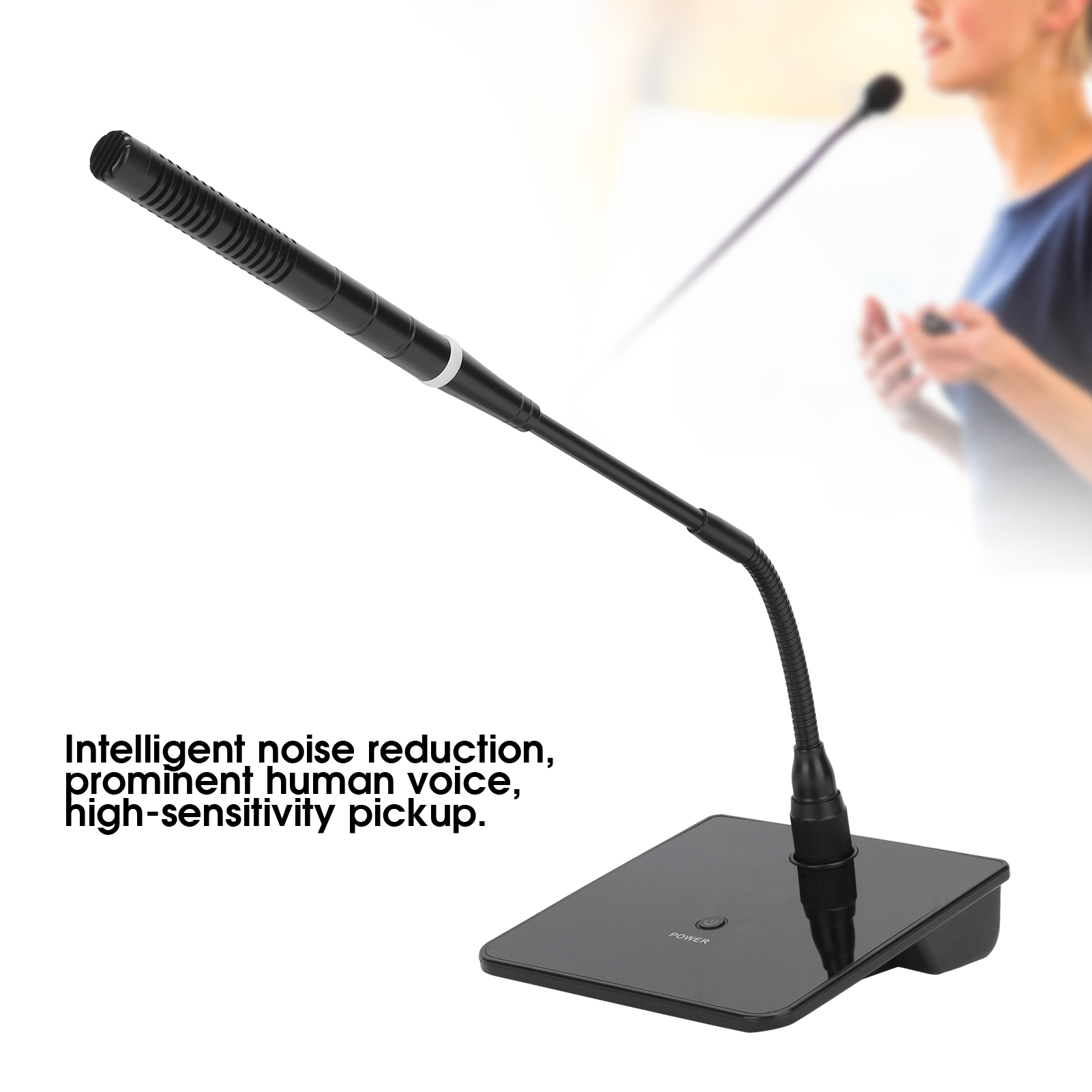 Computer USB Microphone D8 Online Class Conference Game Live Voice Mic Intelligent Noise Reduction Capacitive Gooseneck Wired Touch Microphone for School Speaching Black