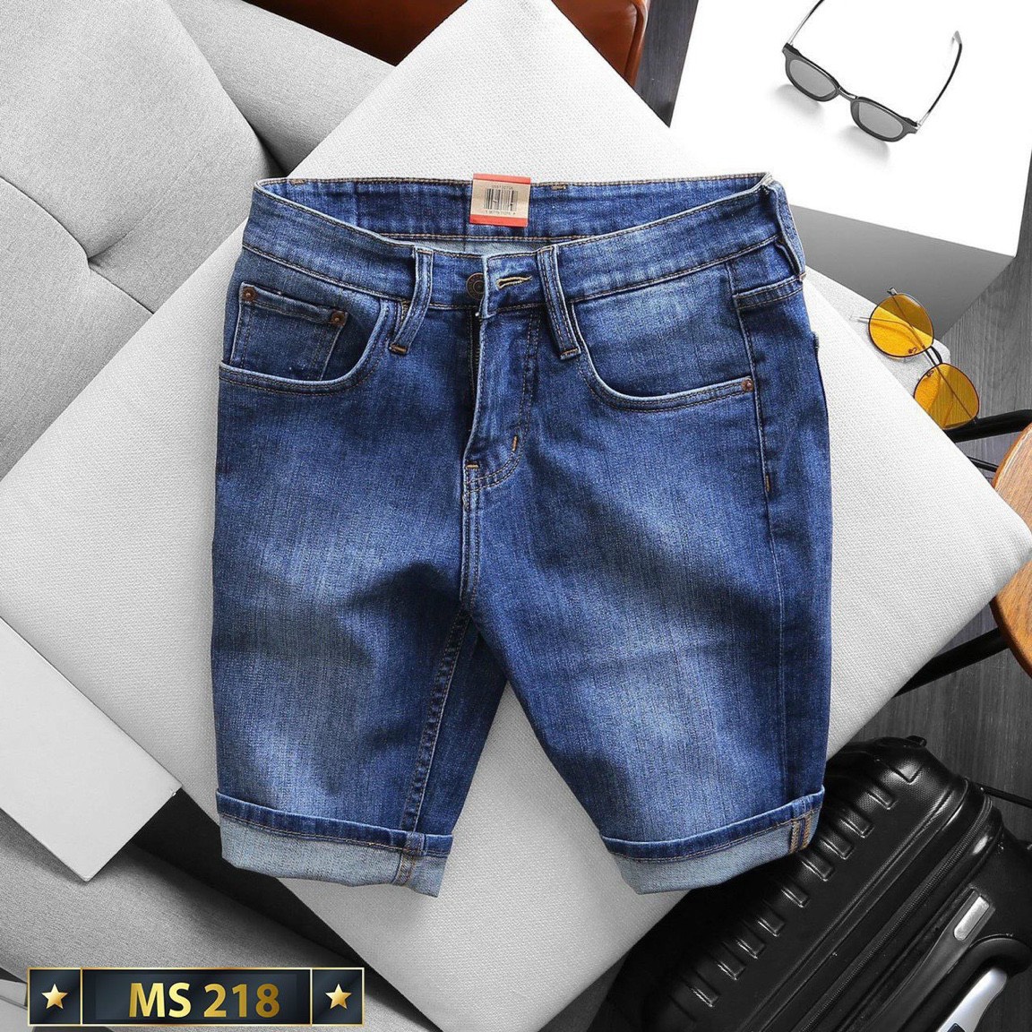 Quần jean nam short ngắn co giãn dáng ôm đơn giãn thanh lịch 218 247