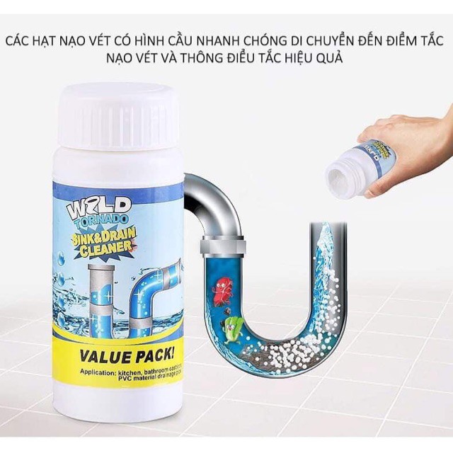 Bột thông tắc cống , ông nươc  bột thông cực mạnh VALUE PACK 110G