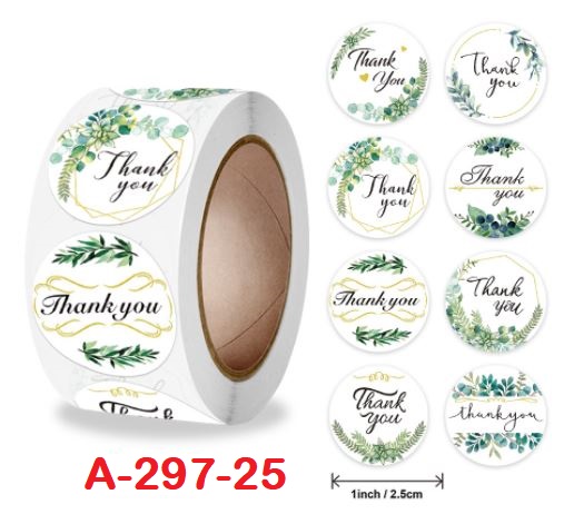 Cuộn 500 miếng dán Sticker "Thank You" - 8 styles (đường kính nhãn dán 2,5cm)