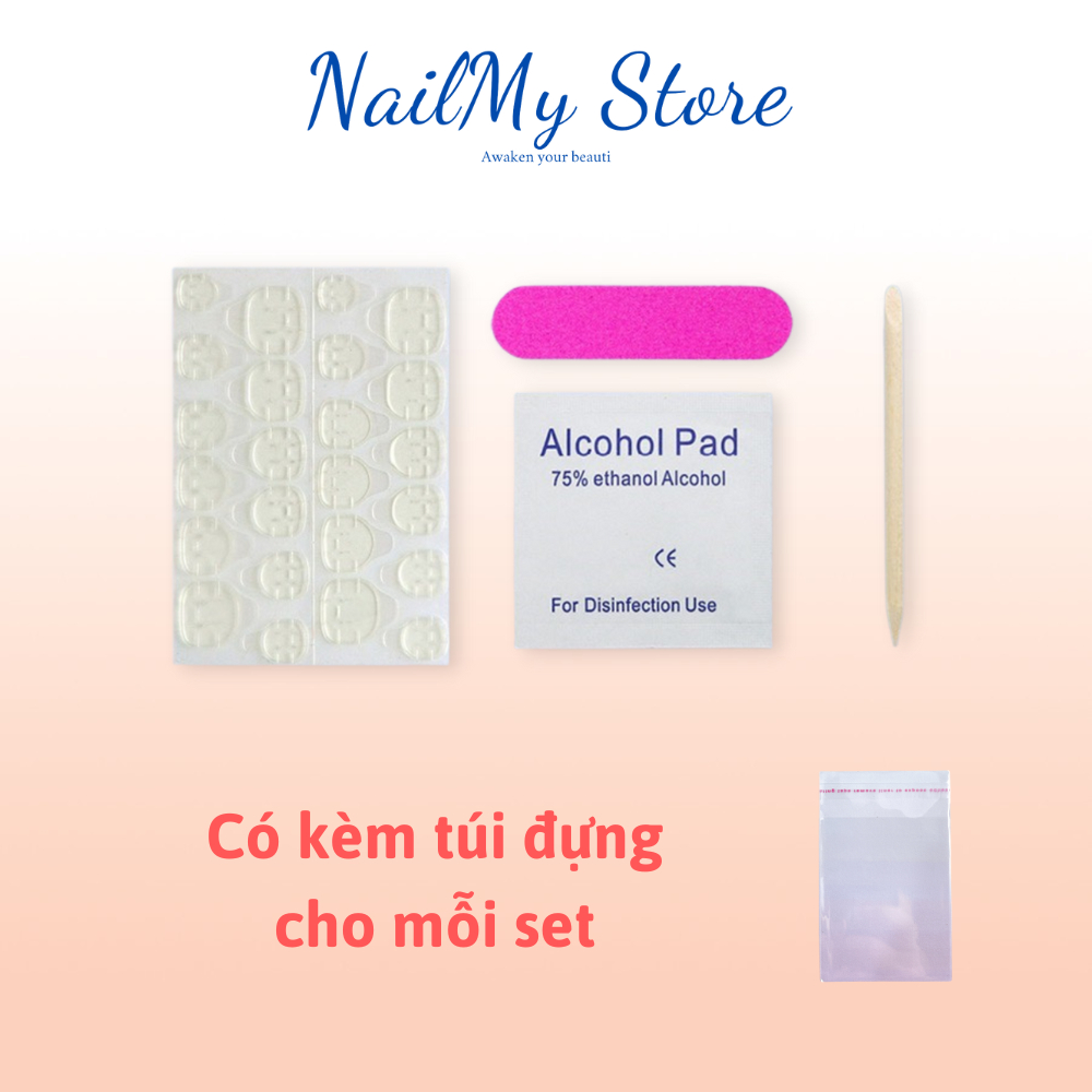 Nail box, set phụ kiện nailbox (miếng dán, bông cồn, que đẩy da, dũa, keo)