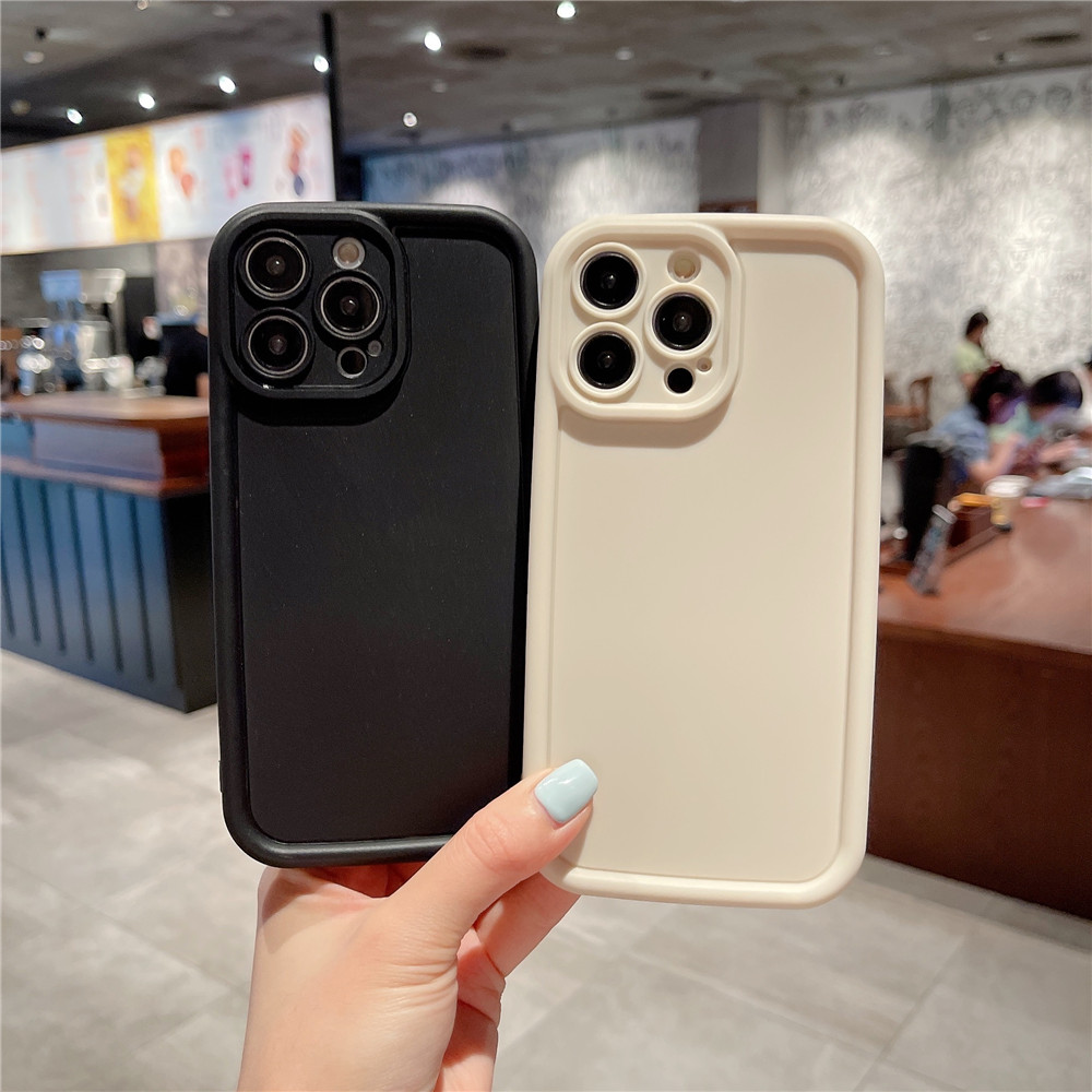 Lens Protection Matte Soft Case for IPhone 11 12 13 14 15 Pro Max Casing Solid Color Back Cover Silicone Shockproof Phone Case