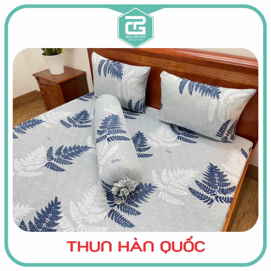 Bộ ga giường, Drap nệm Thun Lạnh Hàn Quốc 4 món (1 ga bọc + 2 vỏ gối nằm + 1 vỏ gối ôm)
