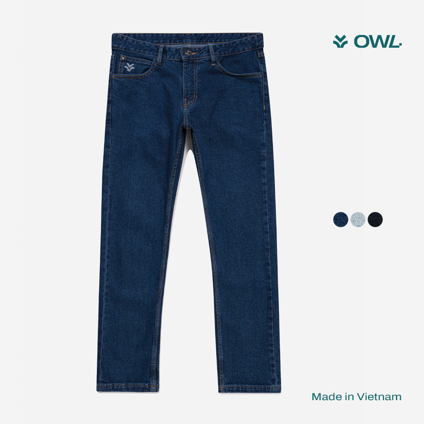 OWL BRAND BASIC SLIM JEANS - Quần jeans dài ống suông Xanh đậm - OWL140222 thumbnail