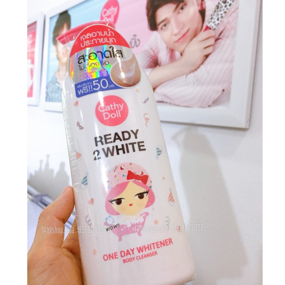 Sữa tắm trắng da cathy doll ready 2 white one day whitener body cleanser 450ml chính hãng - 10580