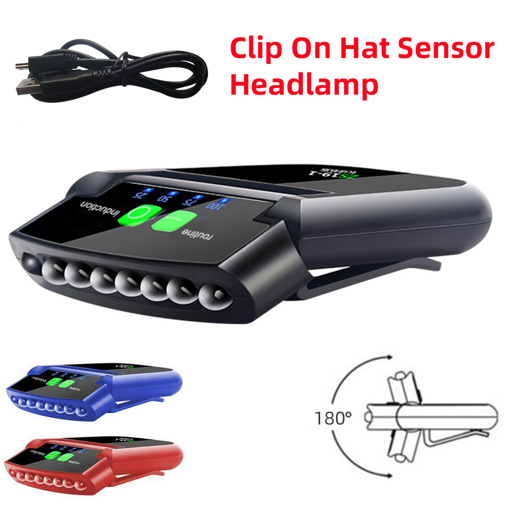 Original LED Clip on Cap Lights USB Rechargeable Cap Flashlight Clip Intelligent Sensor Light Waterproof Ultra Bright Hands-Free Hat Light Flashlight Headlamp for Fishing Camping Hand Work