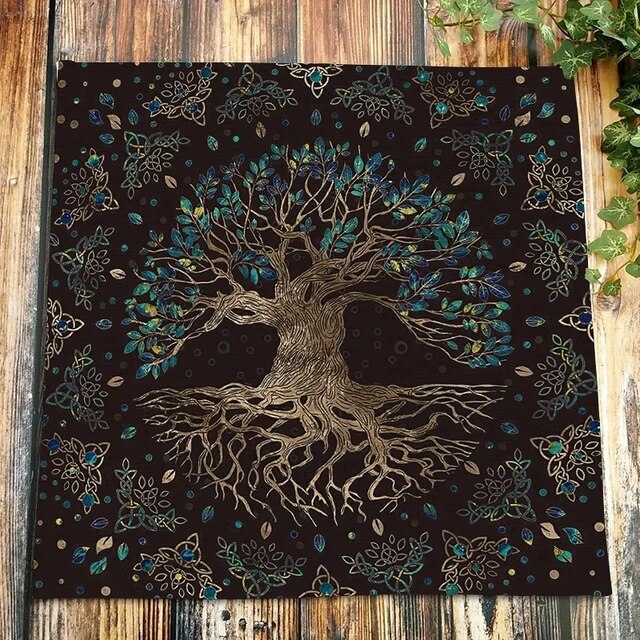 Celtic Knot Tree of Life Alchemy Symbol Pagan Witchcraft Oracle Card Mat Tarot Tablecloth Altar Cloth