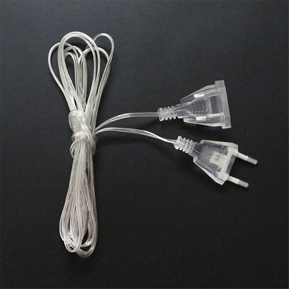 XIUZH036 Standard EU Plug Christmas Lights LED String Light Cable Plug 3M 5M Transparent Extension Cable Extender Wire Power Extension Cord Light String Extension Cord