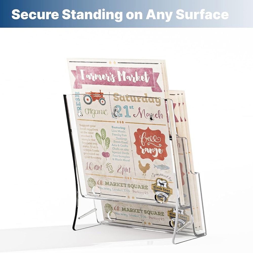 Durable A4/A5/A6 Clear Flyers Display Stand 2/3/4 Layers Wall Mount Brochure Holder Space Saving Hanging Hole Acrylic Magazine Organizers Literature. 