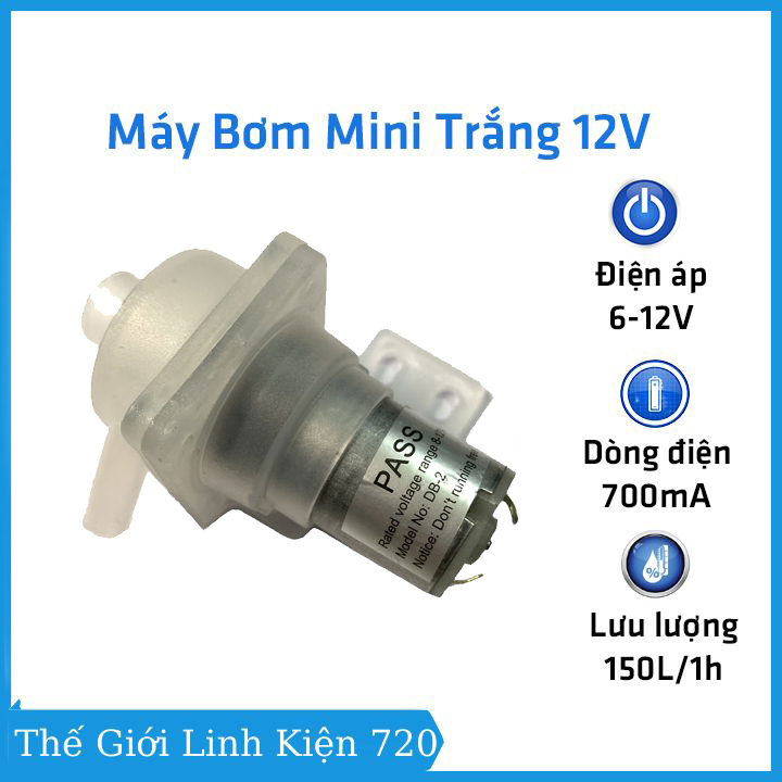 Máy bơm nước mini 12V bơm bể cá, mô hình thí nghiệm tiện lợi