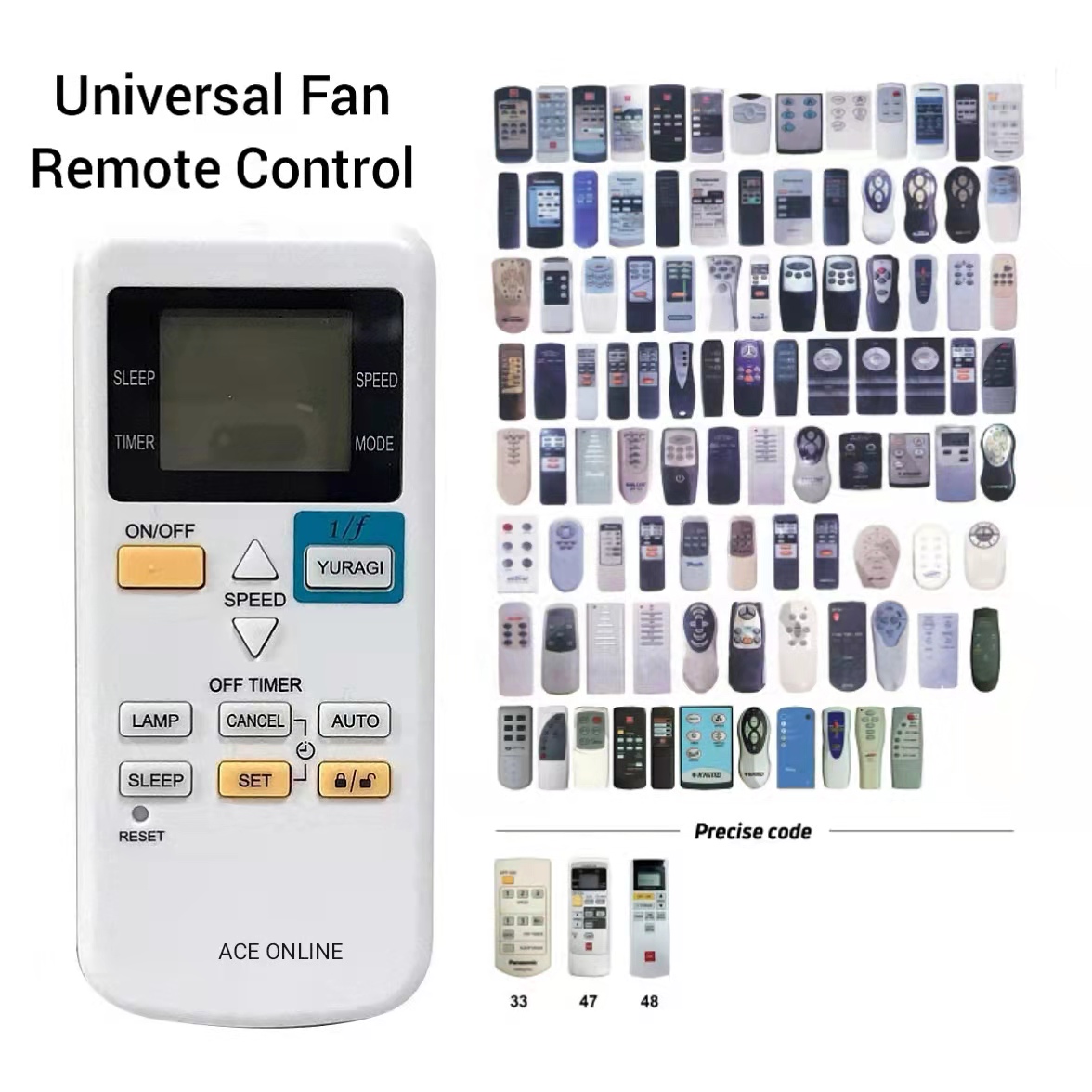 Universal Fan Remote Control Compatible for EURO-UNO for RUBINE for KHIND  for MILUX for MISTRAL for OSHINO for Midea etc Wall/Ceiling Fan