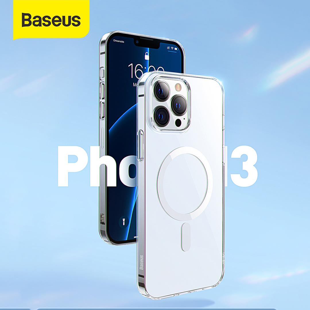Baseus Ốp Nam Châm Cho iPhone 13 Pro Max 13 Pro 13 Tương Thích Với MagSafe Ốp Lưng Nam Châm Trong Suốt Góc Giảm Sốc Hỗ Trợ Sạc Không Dây