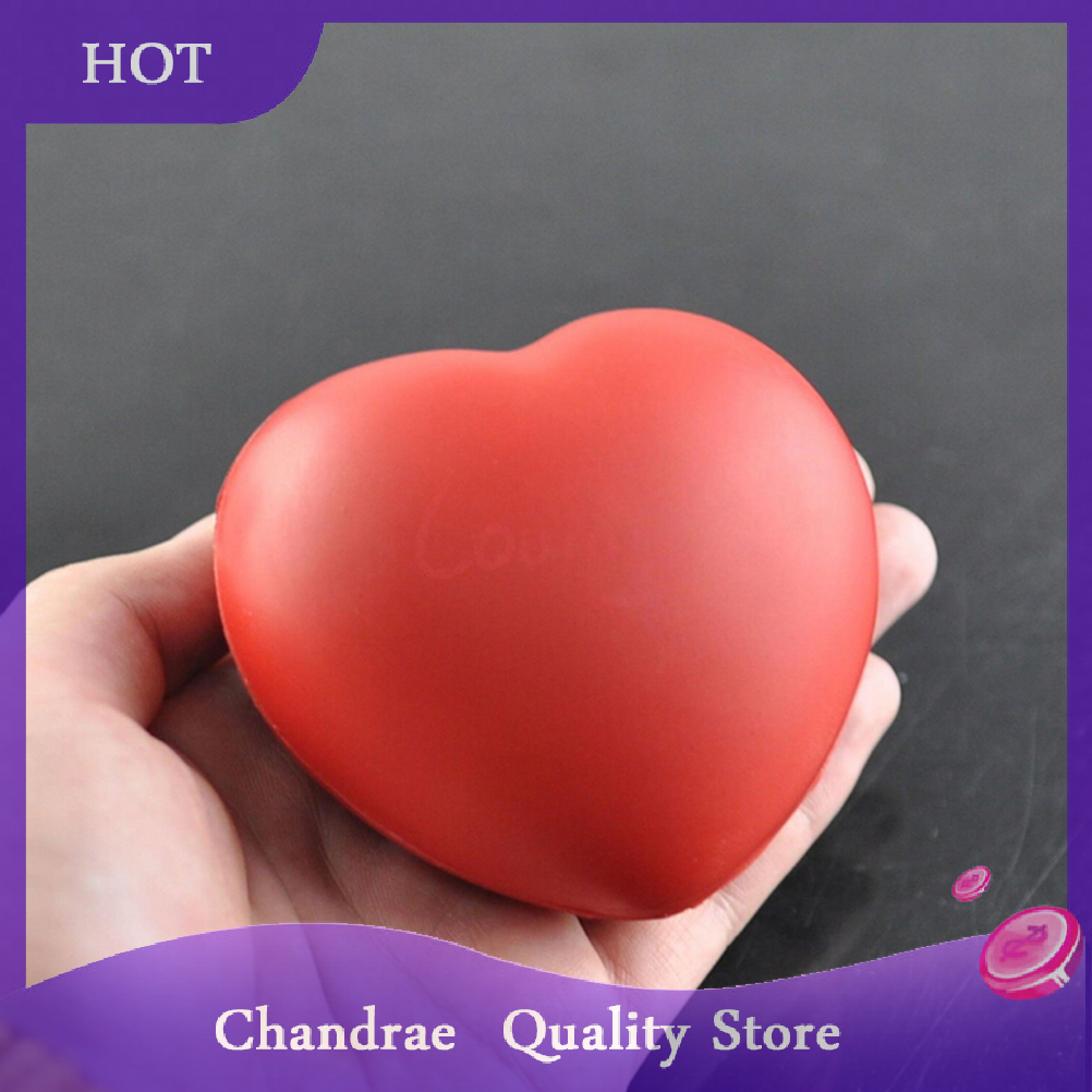[Chandrae] Heart Shaped Exercise Stress Relief Squeeze Elastic Rubber Soft Foam Ball