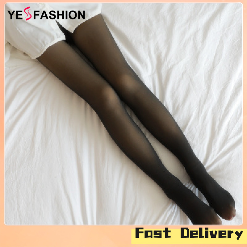 Yesfashion Store IN stockWomen Warm Leggings Trendy Slim Fit Thickening Fleece Lined Pantyhose Tights Elastic Thermal Leggings