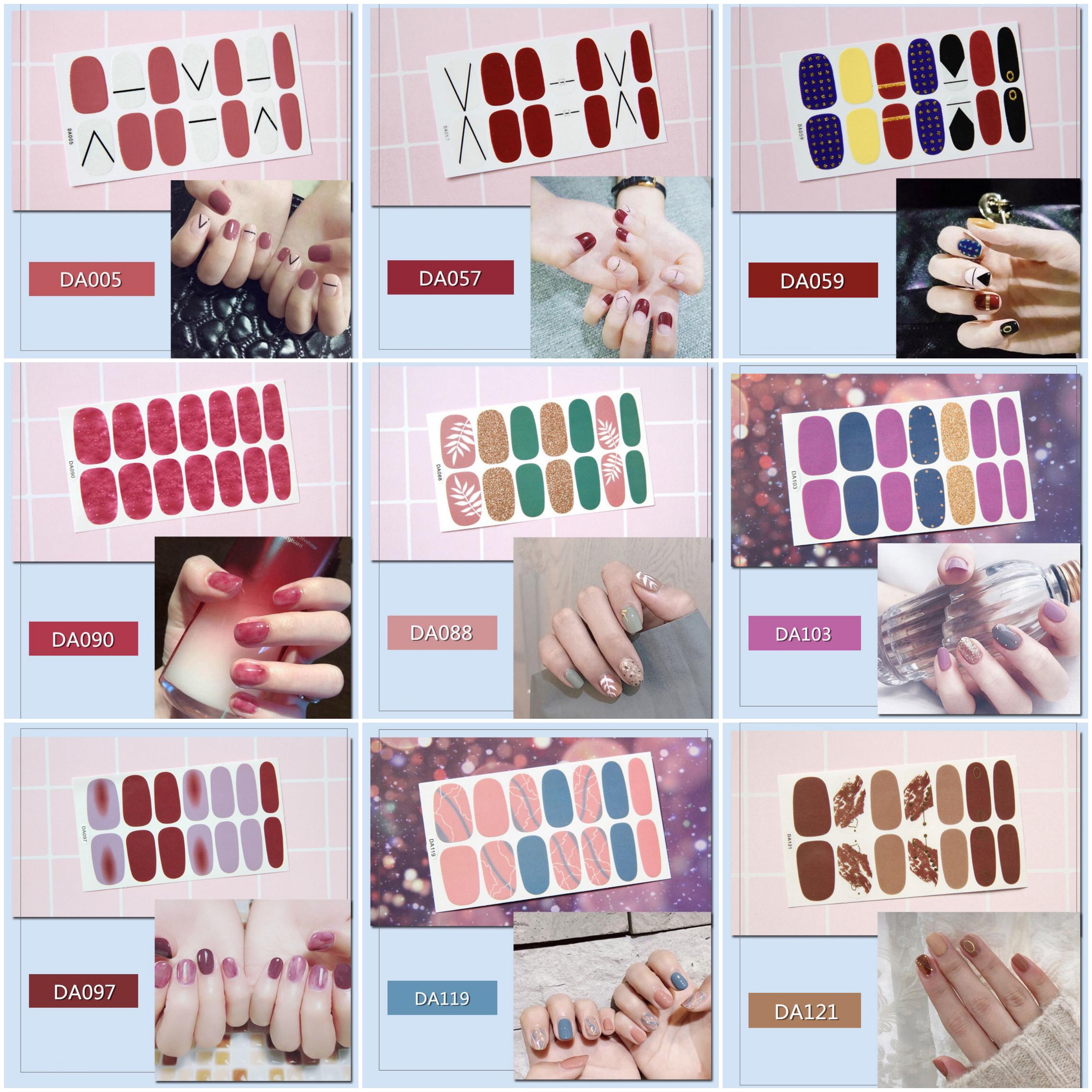 Set miếng dán móng tay nghệ thuật màu xanh (Nail wraps / Nail stickers) P1