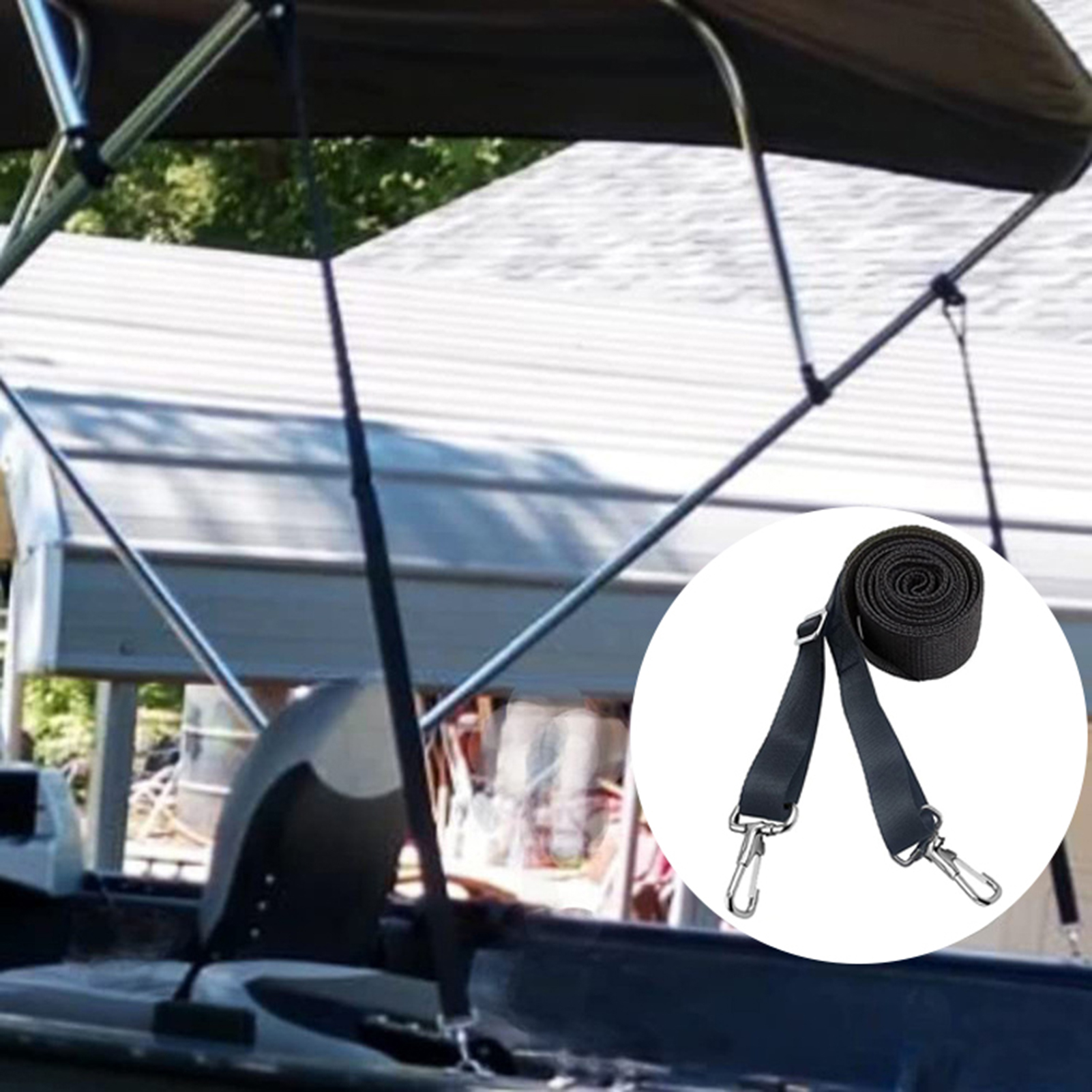 Boat Canopy Strap Heavy Duty Nylon Strap Premium Boat Canopy Straps Adjustable Bimini Top Straps with Double End Snap Hook Essential Boat Awning Hardware Accessories