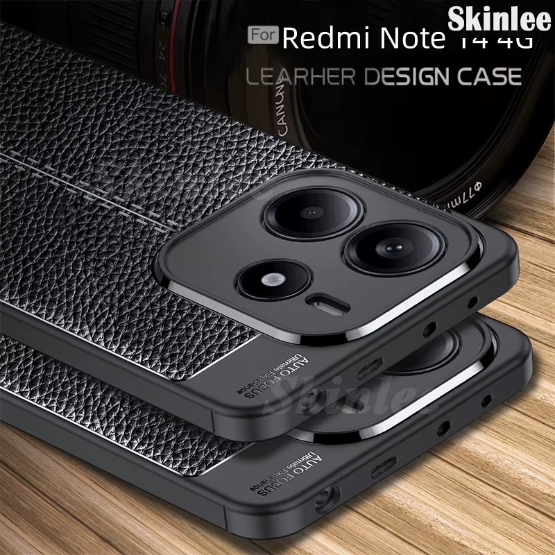 Phone case For Redmi Note 14 Back cover Carbon Leather soft silicon Shockproof cover For Redmi Note 14 Cover cases.