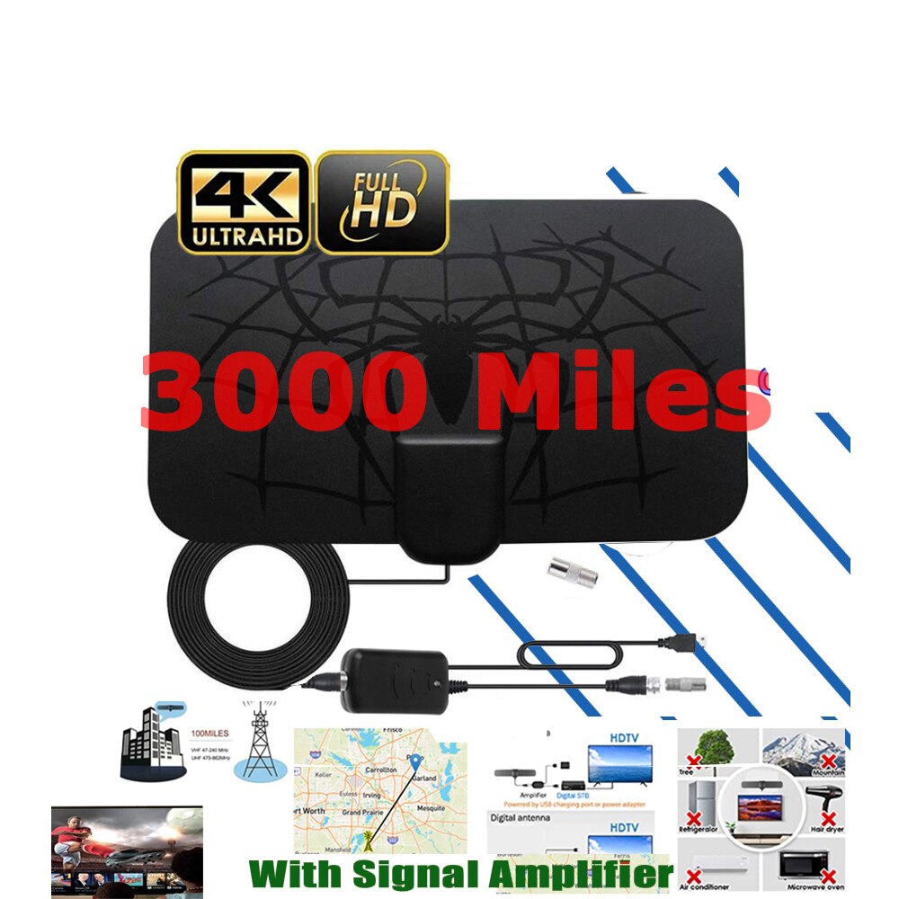 Indoor Digital DVB T2 TV Antenna 3000 Miles Range 4K 8k HDTV 1080p Receiver. 