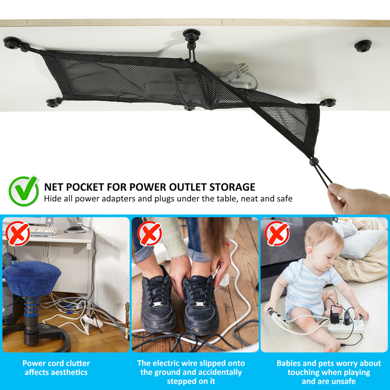 Everso Cable Management Net Large Capacity Flexible Adjustable Wire Organizer Net Under Desk Mesh Cord Organizer Cable Management Net Flexible Cable Management Net