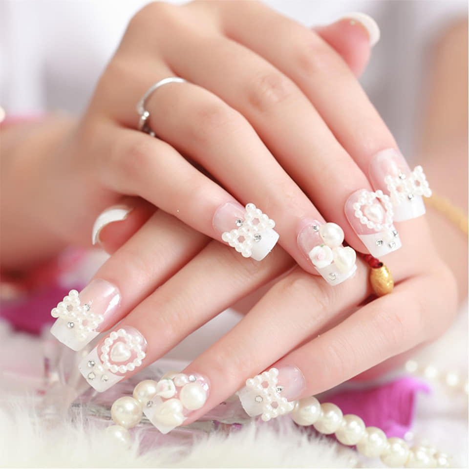 Hộp 24 Móng tay giả , nail giả , móng giả A69 (keo sẵn sau các ngón tay)