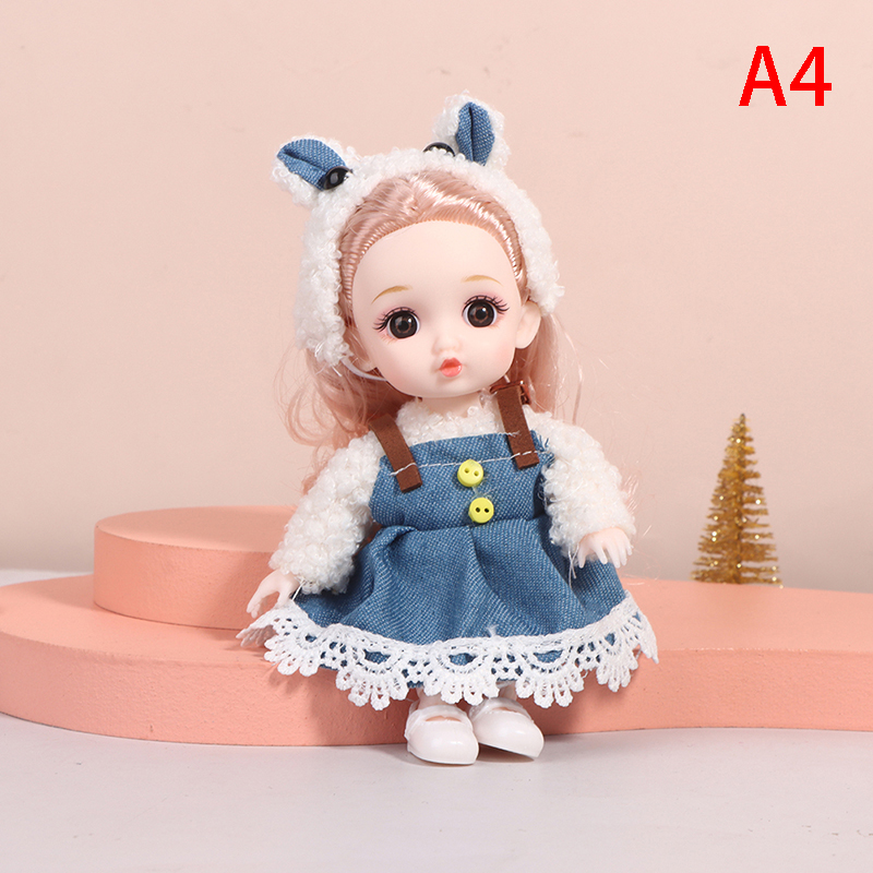 SMA Búp bê Mini có thể di chuyển 16cm Búp bê đồ chơi tự làm với quần áo trang phục cho bé gái Đồ chơi