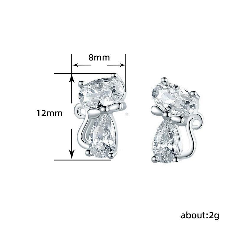 Cat Ear Studs Women's Exquisite Versatile Bow Knot Style Shining Jewelry