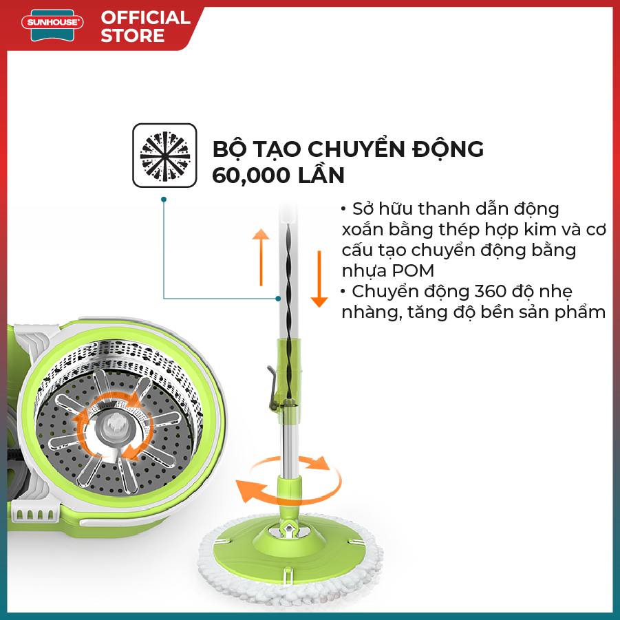 Bộ lau nhà xoay 360 độ SUNHOUSE thế hệ mới KS-CL260PG