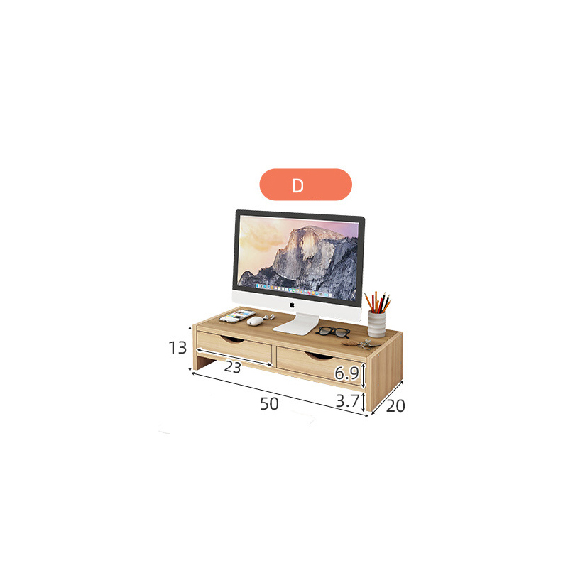 Desktop computer monitor elevated shelf laptop stand display base desk storage rack