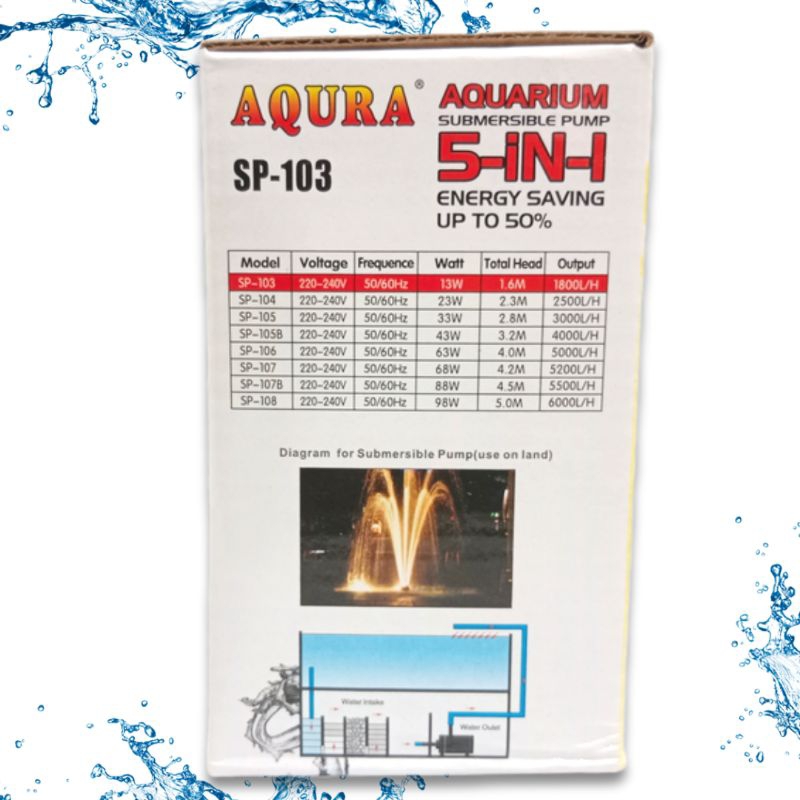 Pompa Kolam Hidroponik AQURA 5IN1 SP 103