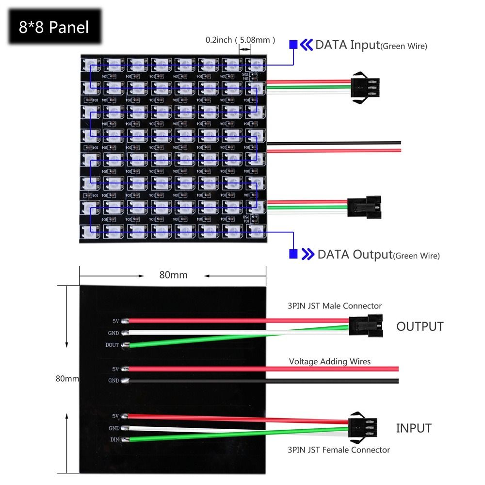 Deong DC5V cá nhân địa chỉ ws2812b 8x8 16x16 8x32 WS2812 RGB LED ma trận đèn dạng tấm mô-đun pixel Màn hình pixel Bảng Led đèn dạng tấm bảng điều khiển ánh sáng