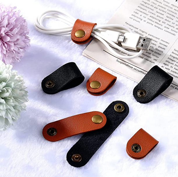 1pc Leather Cable Straps Cable Tie Wraps Cord Holder Keeper Earphone ...