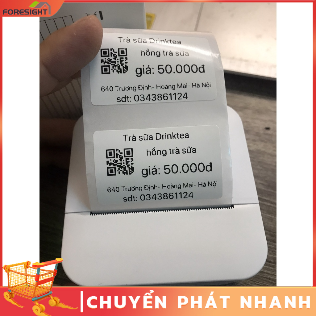 Máy In Nhiệt Mini Bluetooth, in ảnh, Hóa đơn không cần mực,TMĐT dán được FO