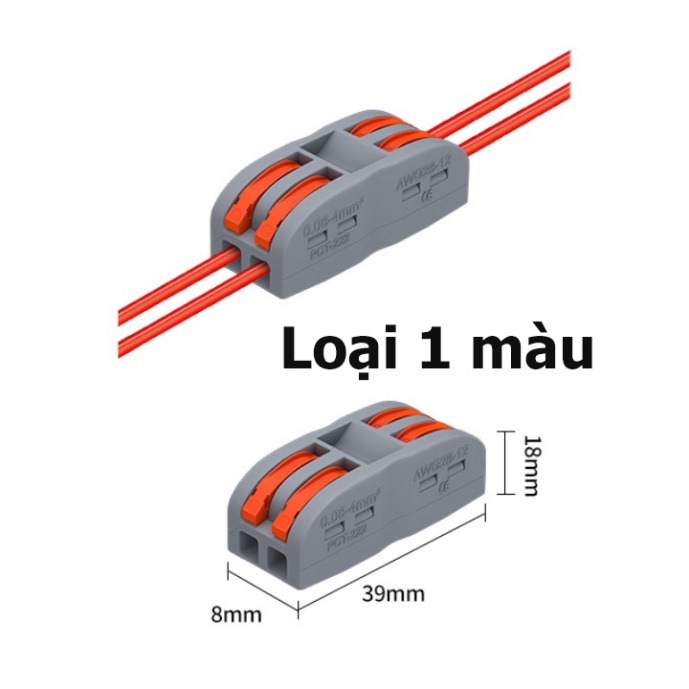 Cút nối dây điện nhanh PCT 222, jack nối dây điện, đầu nối, cốt nối dây điện nhanh đủ loại tải 32A 7kw