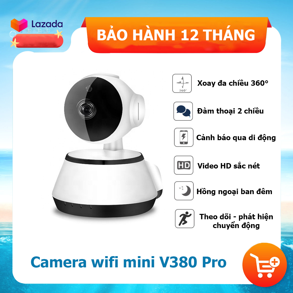 Camera wifi mini V380 pro – Camera IP siêu nhỏ an ninh gia đình – Camera trong nhà chống trộm Góc rộng xoay đa hướng, đàm thoại 2 chiều, cảnh báo chuyển động, hình ảnh Full HD, cảm biến hồng ngoại ban đêm.