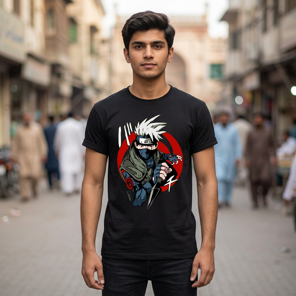 Kakashi Hatake Naruto Anime Printed T Shirt Cotton O Neck Half Sleeves O Neck T Shirt For Men & Boys