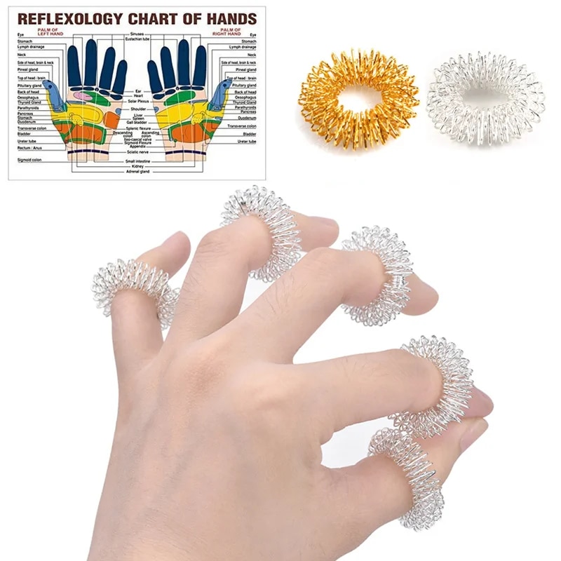 【Best value for money】 10pcs Metal Finger Massage Ring Acupuncture Ring ...
