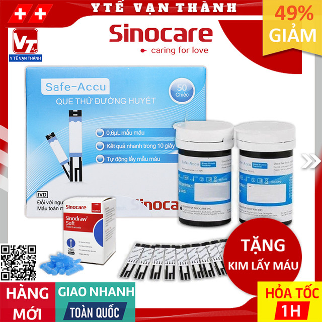 ✅ Que Thử Đường Huyết Sinocare Safe Accu | (Date Xa) -VT0049 - Y Tế Vạn Thành