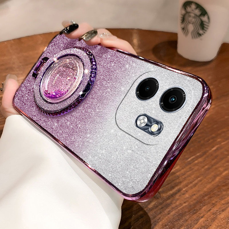New Phone case infinix Smart 9 Back cover with Liquid Glitter Quicksand hourglass Stand Holder Luxury Shiny Gradient Plating Girls Slim For infinix Smart9 case. 