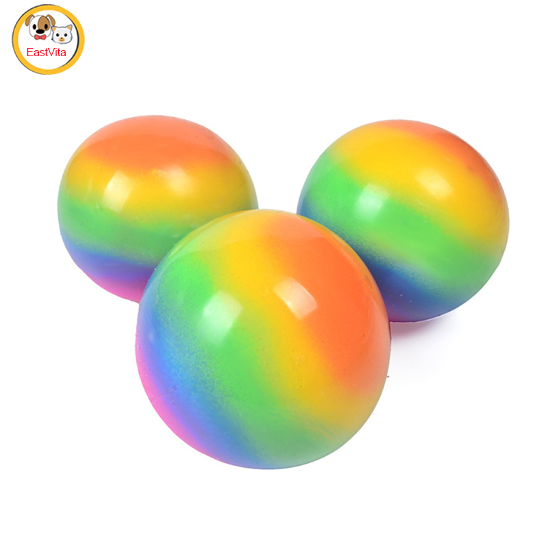 Soft Rubber Ball Rainbow Color Elastic Tension Rubber Ball Relieve Stress Rebound Vent Toy