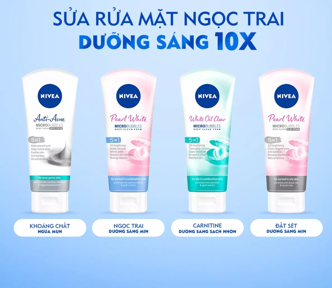 Sữa rửa mặt NIVEA nữ 100ml đủ loại