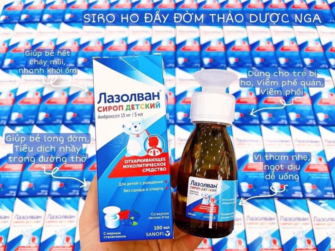 Siro Ho và Long Đờm Lazolvan (0m+) Nga, 100ml