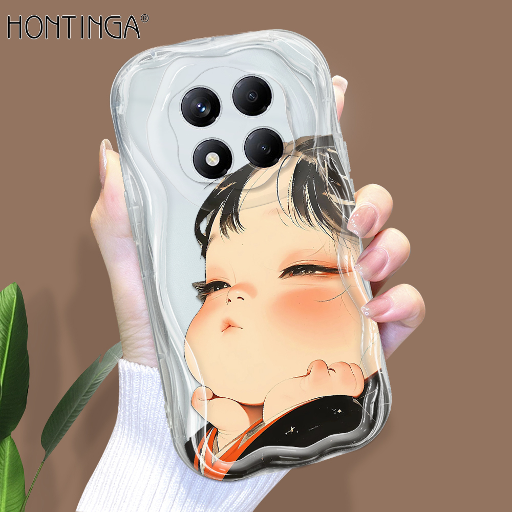 Hotinga for Redmi Note 14 Note 14 Pro Note 14 Pro Plus 5G Xiaomi Poco X7 5G Back Back Cover Cute Lovely Girl Cream Texture Wavy Edge Soft Phone Case. 