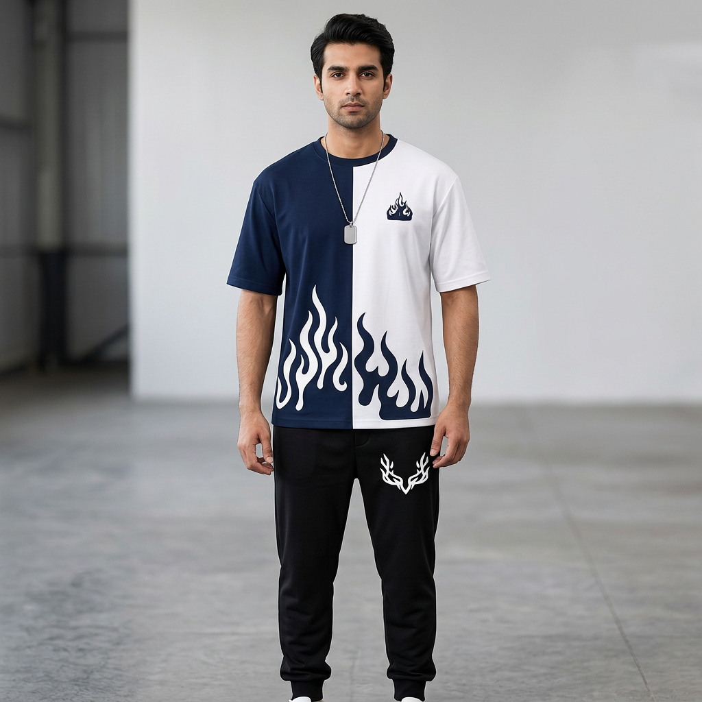 New trendy fired printed summer tracksuit for men and boys