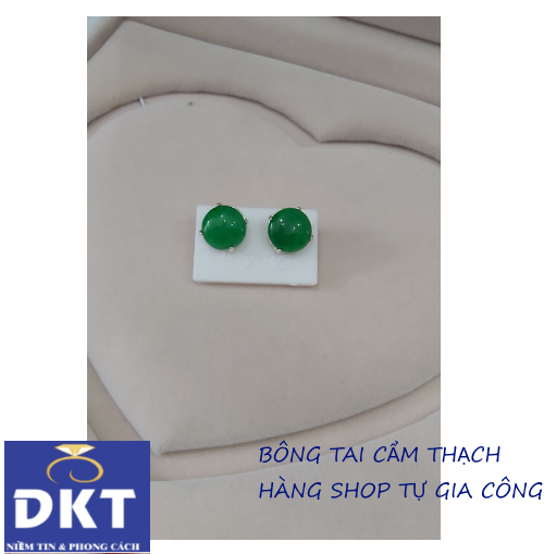 🍁 Bông tai bạc 925 bọc đá cẩm thạch tự nhiên,hàng chuẩn thực tế