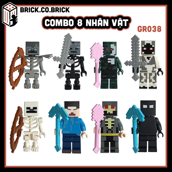 Minecraft mô hình lắp ráp nhân vật xếp hình khoa học đồ chơi lắp ráp nhân vật game thông minh gr034-gr042