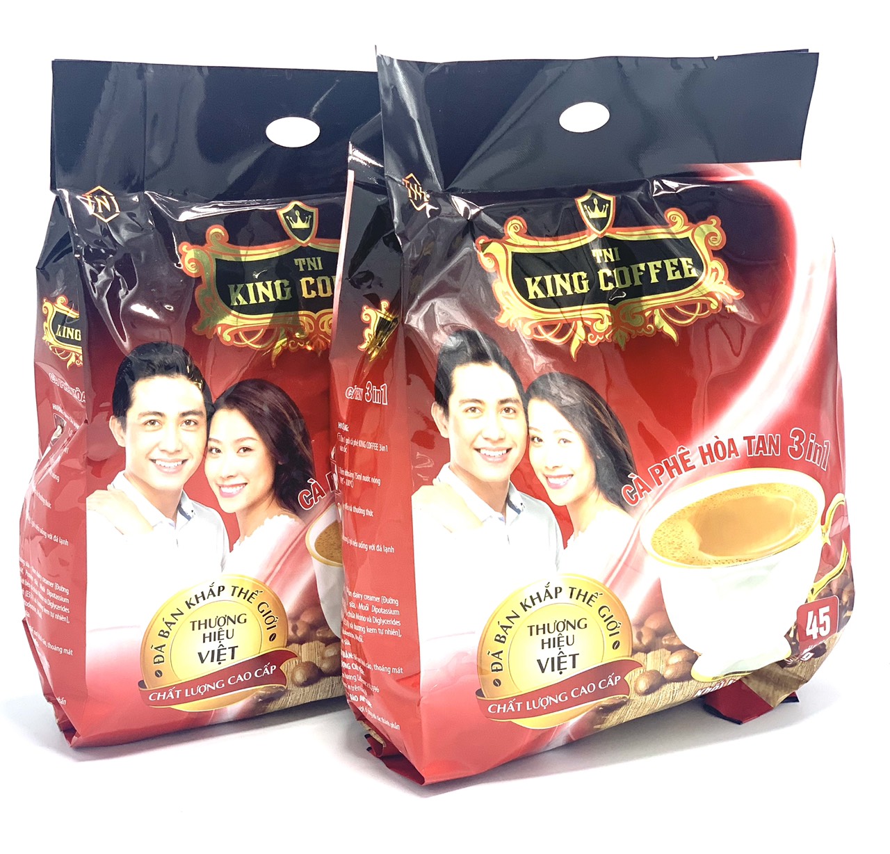 (02 Túi) Cà Phê Sữa Hòa Tan 3in1 King Coffee - Túi 45 gói ( GIÁ SỈ)