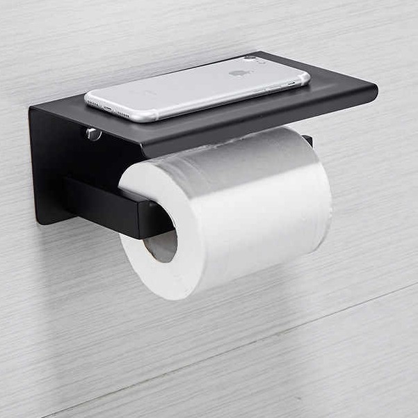 Lô giấy, hộp giấy vệ sinh vuông vát đen, hộp đựng giấy vệ sinh groves inox lg 09