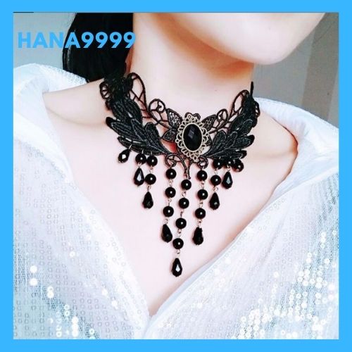Women's choker necklace white lace applique pearls high-end exports included Video